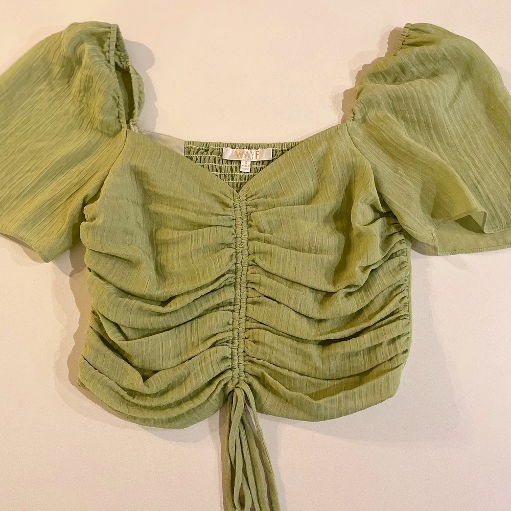 Wayf Green Tie-Front Blouse